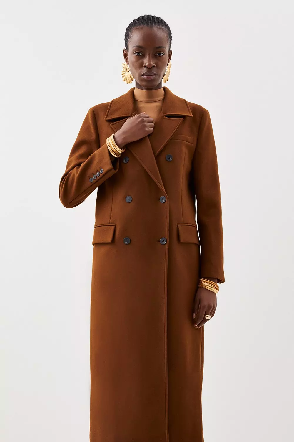 Tan single hotsell breasted coat